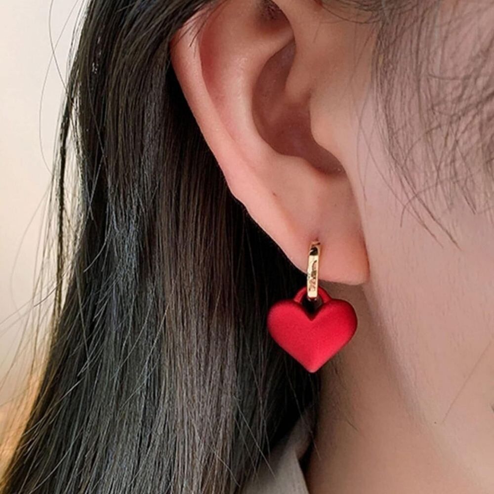 Shiny Red Heart Earrings for girls